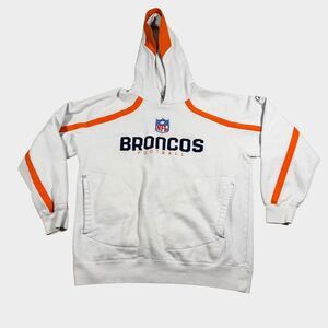 Reebok Denver Broncos NFL Hoodie Authentic Sideline White Embroidered XL Y2K